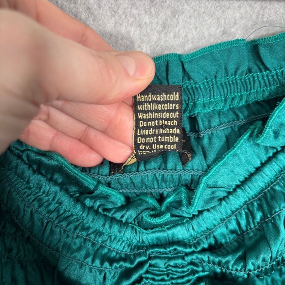 Satin Ruched Smocked Corset Top Medium Emerald Teal Milkmaid Feminine Romantic - Picture 5 of 9